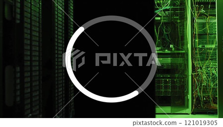 Image of data loading ring processing over server room 121019305