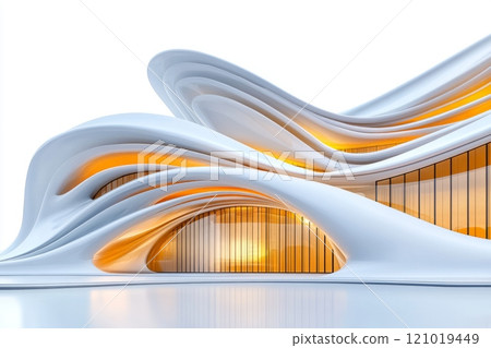 Futuristic architecture building with organic design Futuristic architecture building with organic design 121019449