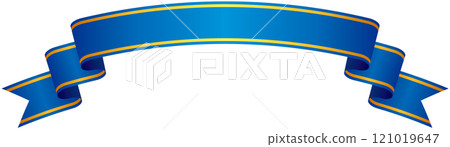 Single illustration 4 of a curved gradient ribbon with gold lines (blue) Single illustration 4 of a curved gradient ribbon with gold lines (blue) 121019647