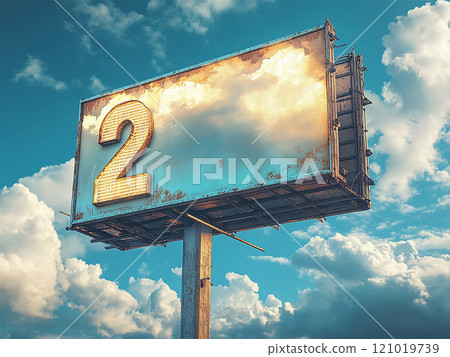 戶外廣告牌寫著數字2 121019739