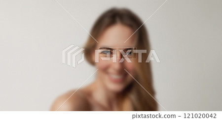 Contemporary art collage. Subtle gaze of young woman, exuding calm and connection. Warm light and soft edges create harmonious, understated visual flow. Contemporary art collage. Subtle gaze of young woman, exuding calm and connection. Warm light and soft edges create harmonious, understated visual flow. 121020042