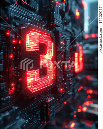 3D countdown number 3 121020574