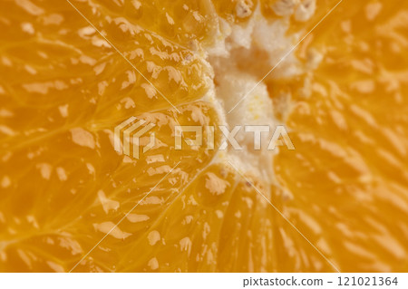 Micro close up of sliced orange and copy space Micro close up of sliced orange and copy space 121021364