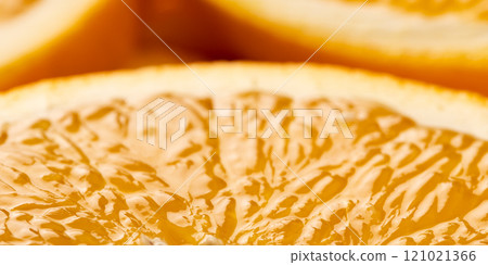 Micro close up of sliced orange and copy space Micro close up of sliced orange and copy space 121021366