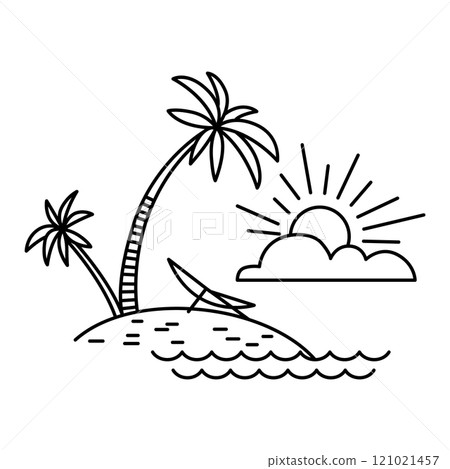 Travel camping line icon. Vector Monochrome Line Art Leisure Icon 121021457