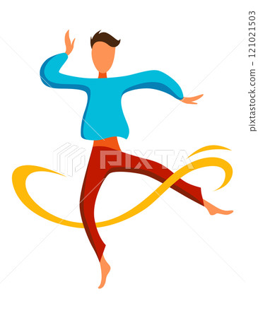 Contemporary and classical dancing. Dancer character design. Flat vector illustration. Modern dance style. Hip-hop, break, ballet 121021503