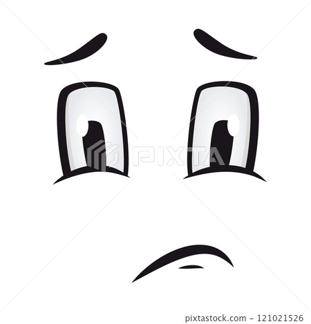 Cartoon faces. Funny face expressions, caricature emotions. Cute character with expressive eyes and mouth, vector smiley emoticon tongue emoticon 121021526