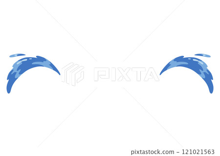 Cartoon tear drops icon. Sorrow cry streams, tear blob. Crying fluid, falling blue water drops. Isolated vector for sorrowful character weeping expression. Wet grief droplets 121021563