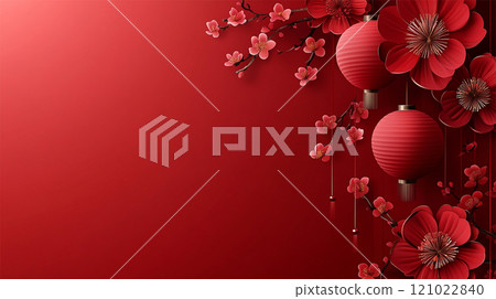2025年春節紅色喜慶背景插畫 121022840
