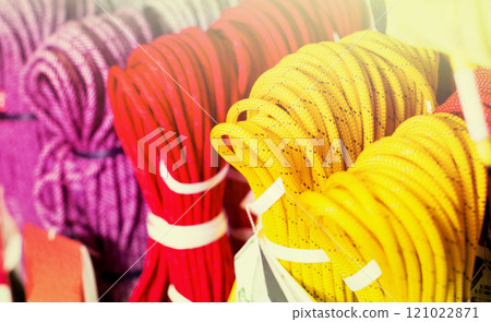 Climbing ropes for rock climbing in the mountains Climbing ropes for rock climbing in the mountains 121022871