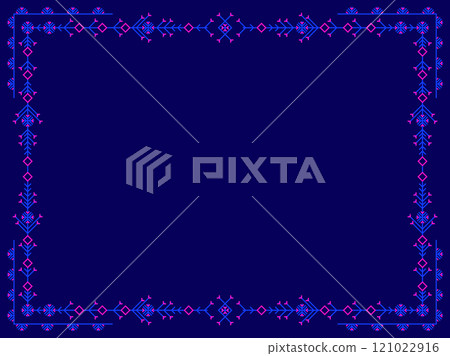 Snowflakes frame for Christmas and New Year greetings. Winter frame with snowflakes in geometric line art style. Design for greeting card, flyers and invitations. Vector illustration 121022916