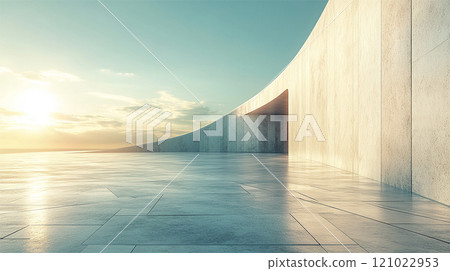 Sci-fi architectural car advertising background Sci-fi architectural car advertising background 121022953