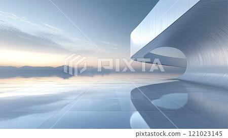 Modern concrete art building car advertising background Modern concrete art building car advertising background 121023145