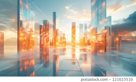 高飽和度酸性幾何化城市背景 121023510