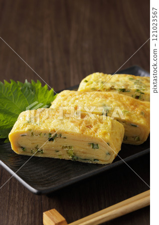 Fried egg with onion 121023567