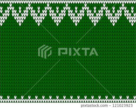 Knitted sweater pattern illustration, wool texture, green 121023923