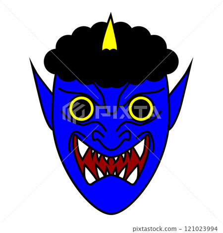 Simple demon mask illustration (blue) 121023994