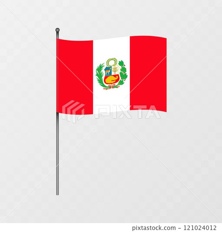 Peru flag on flagpole. Vector illustration. Peru flag on flagpole. Vector illustration. 121024012