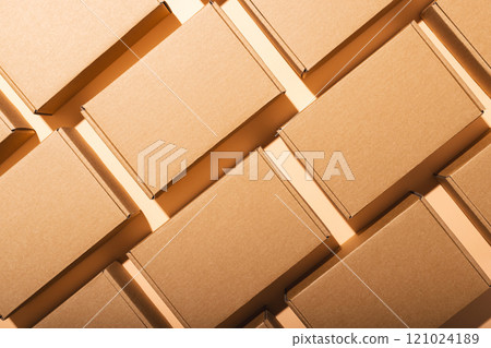 Rows of boxes and copy space over cream background 121024189