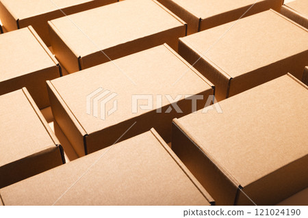 Rows of boxes and copy space over cream background 121024190