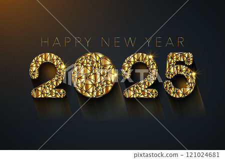 2025 New Year gold logo design. Holiday greeting card. Vector illustration. Holiday design for greeting card, invitation, calendar, party, golden holiday label isolated on black background 2025 New Year gold logo design. Holiday greeting card. Vector illustration. Holiday design for greeting card, invitation, calendar, party, golden holiday label isolated on black background 121024681