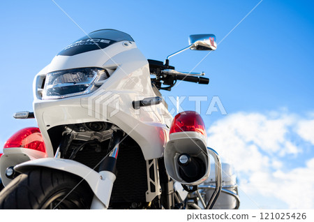 Police motorcycle, blue sky Police motorcycle, blue sky 121025426