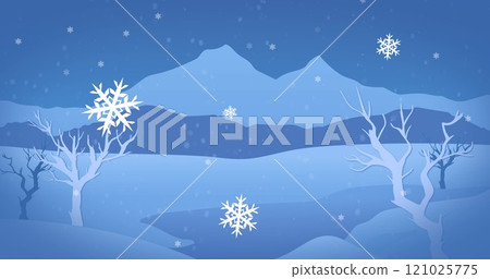 Image of snow falling over winter scenery Image of snow falling over winter scenery 121025775