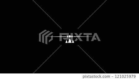 Composition of white shapes on black background with copy space Composition of white shapes on black background with copy space 121025979