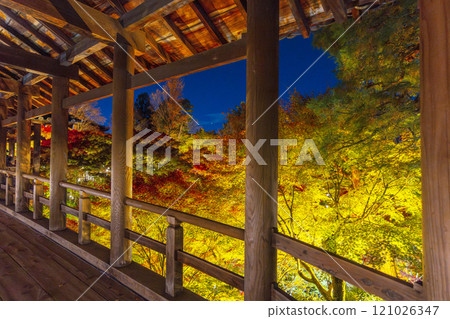 Higashiyama, Kyoto in autumn, Tofukuji Temple, autumn leaves illuminated Higashiyama, Kyoto in autumn, Tofukuji Temple, autumn leaves illuminated 121026347