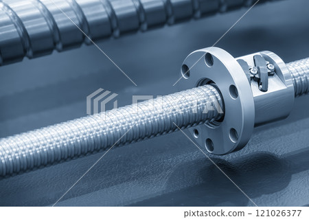 Closeup scene the spare parts lead ball screw set. Closeup scene the spare parts lead ball screw set. 121026377