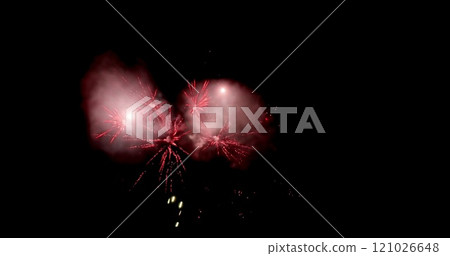 Red fireworks 4k 121026648