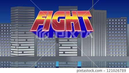 Fight sign and buildings 121026789