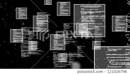 Image of digital information and white square on black background Image of digital information and white square on black background 121026796