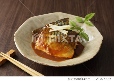 Simmered mackerel with mackerel Simmered mackerel with mackerel 121026886