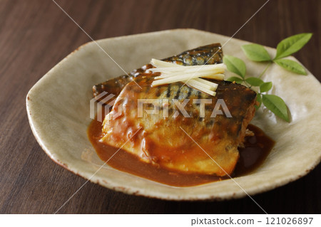 Simmered mackerel with mackerel 121026897