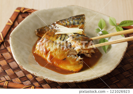 Simmered mackerel with mackerel Simmered mackerel with mackerel 121026923