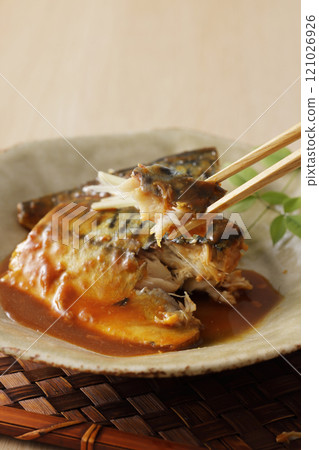Simmered mackerel with mackerel Simmered mackerel with mackerel 121026926