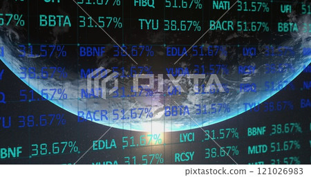 Finance and business data over earth. 121026983