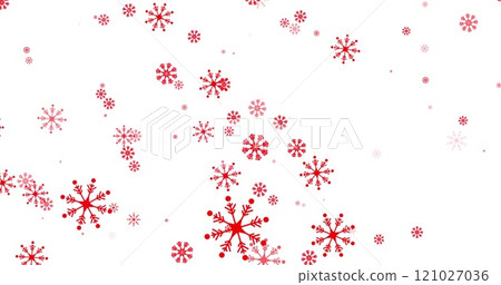 Image of red snowflakes falling on white background 121027036