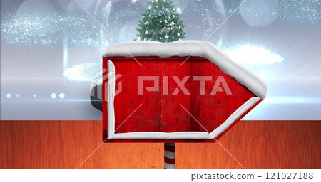 Image of road sign with copy space over snow globe on grey background Image of road sign with copy space over snow globe on grey background 121027188
