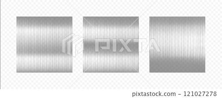 Corrugated glass square shape with different shadow lines vector set, vertical grooved transparent overlay fluted effect 121027278