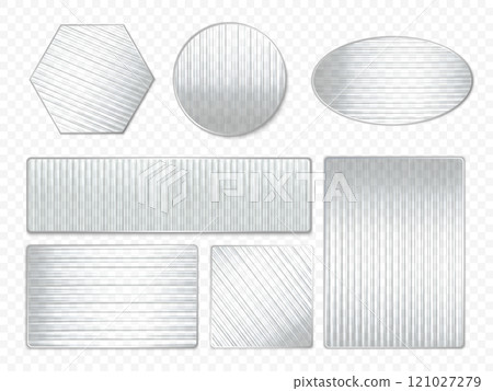 Vector set of corrugated glass of various shapes: rectangle, circle, oval, hexagon, square. 121027279