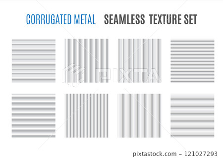 Corrugated metal. Seamless set of textures. Corrugated metal. Seamless set of textures. 121027293