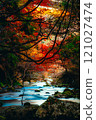 Autumn leaves in a mountain stream [Vertical composition] 121027474