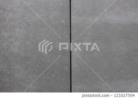 Close-Up of Gray Stone Tile with Natural Cracks 121027504