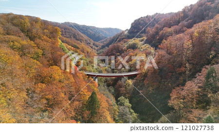 湯濱嶺的秋葉鳥瞰圖 湯濱嶺的秋葉鳥瞰圖 121027738