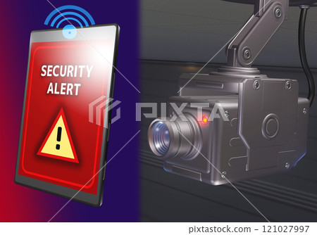 Crime prevention image (security camera/smartphone reporting) 3DCG 121027997