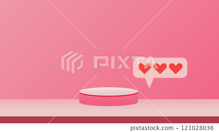 valentine display podium pedestal platform product stage minimal mockup background. valentine day scene geometric studio showcase stand abstract modern light show. shape realistic empty backdrop. 121028036