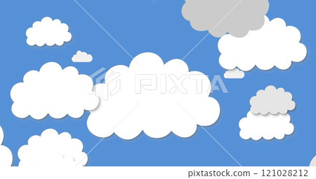 Stack of heart shaped balloons flying against clouds and sky Stack of heart shaped balloons flying against clouds and sky 121028212
