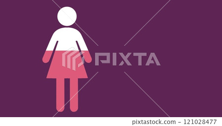 Female symbol filling in pink on purple background 4k 121028477